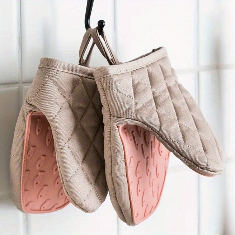 Oven Mitt Silicone - ถุงมือซิลิโคนกันความร้อนรูปทรงปลา 1 ชิ้น ถุงมือซิลิโคนสำหรับครัว ที่จับถาดและจาน ถุงมือสำหรับเตาอบ