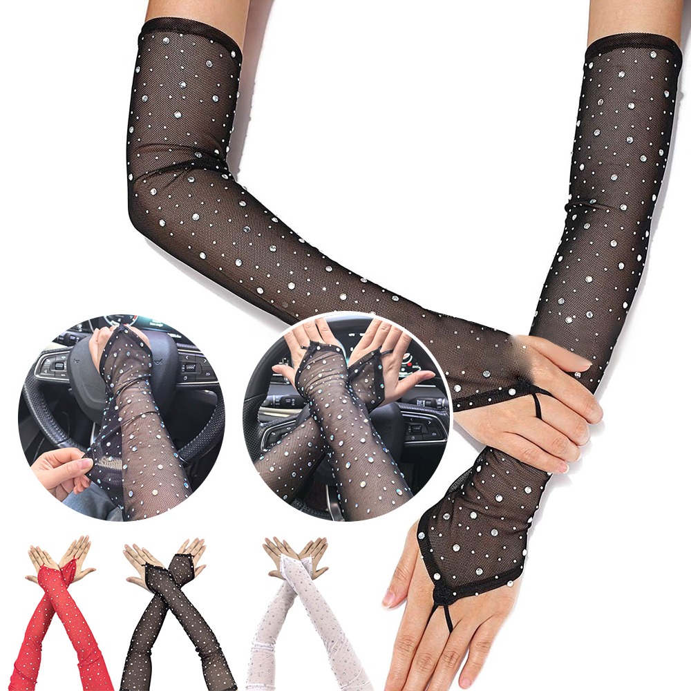 ถุงมือตาข่ายประดับเพชร 1 คู่ แ - Fingerless Glove Knit บทวิจารณ์และราคา