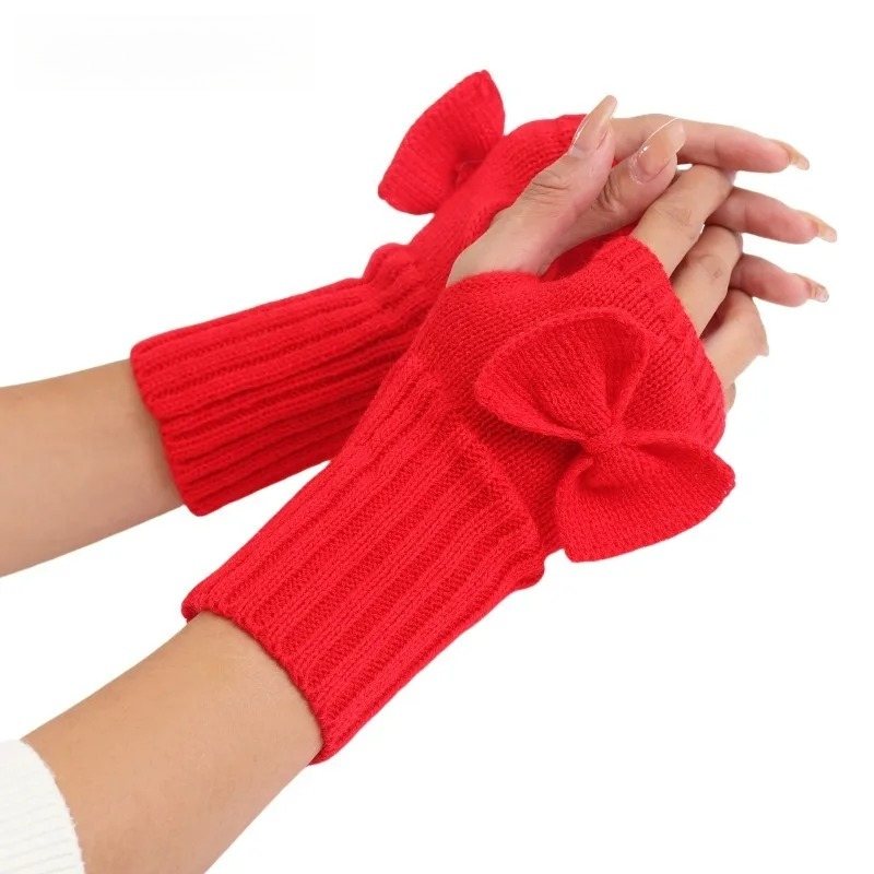 ถุงมือถักแบบไม่มีนิ้วพร้อมโบว์ - Fingerless Glove Knit บทวิจารณ์และราคา
