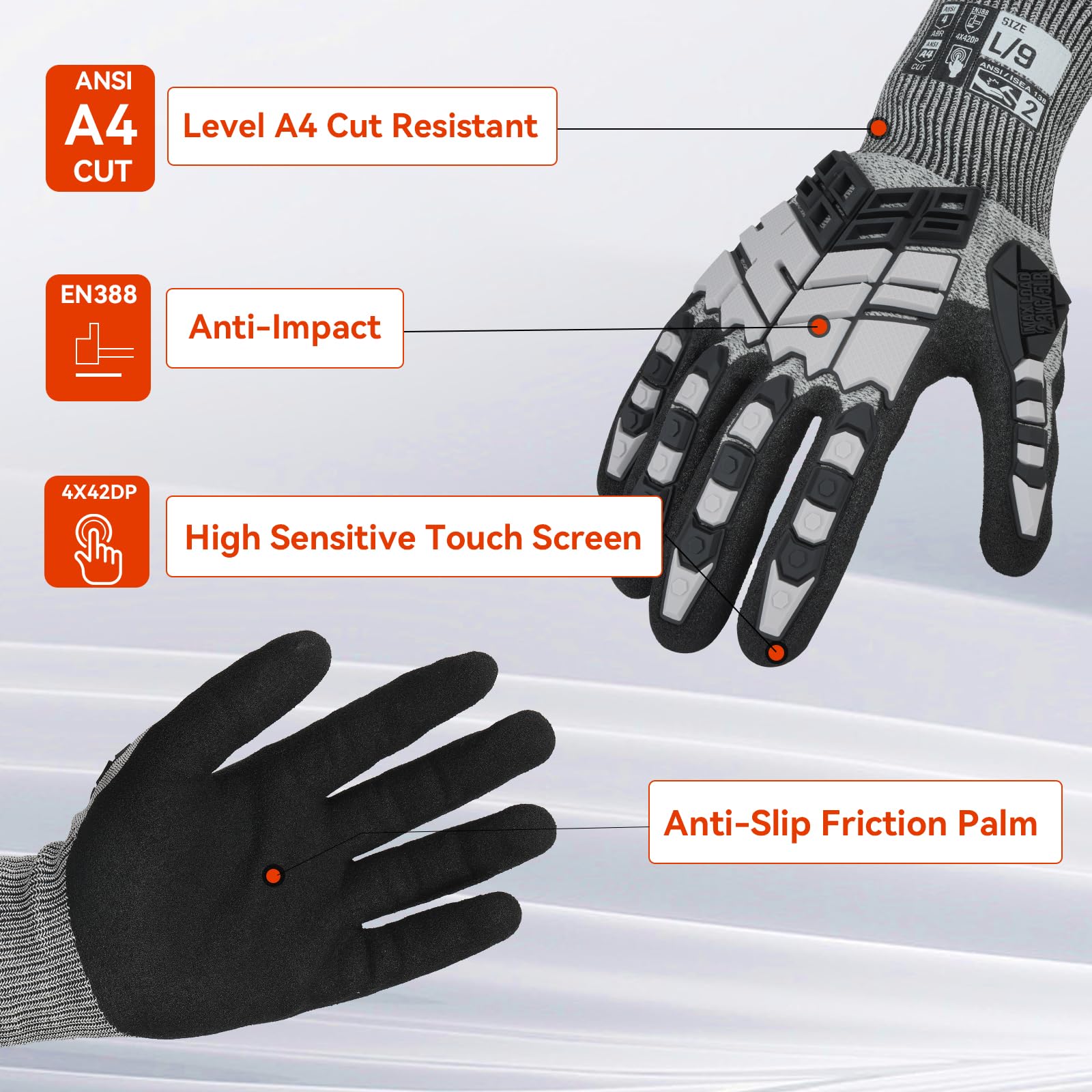 ถุงมือป้องกันแรงกระแทกพร้อมข้อ - Work Glove Impact บทวิจารณ์และราคา